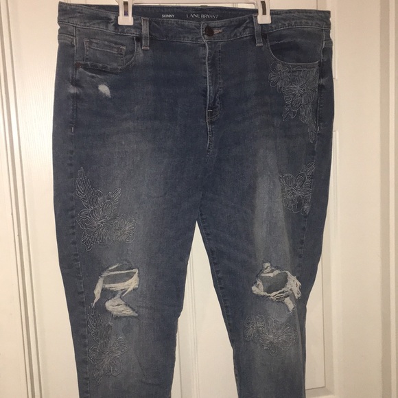 Lane Bryant Denim - Distressed jeans with floral